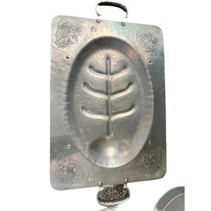 Vintage Everlast Hand Forged Aluminum Footed Metal Serving Tray Cabin mo…